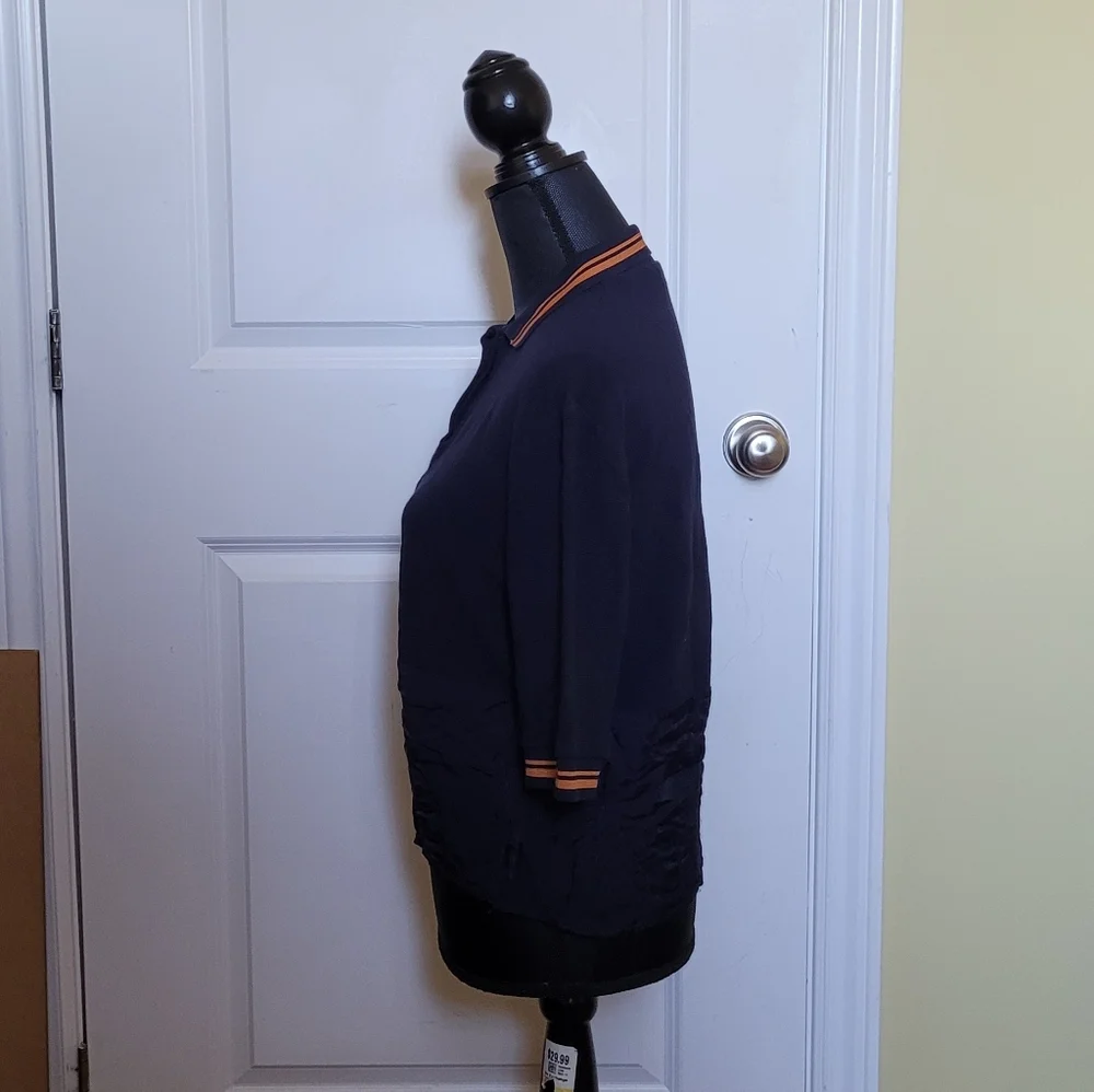 Mango golf shirt pull over top short sleeve dark blue preppy sporty size XS - Picture 4 of 15